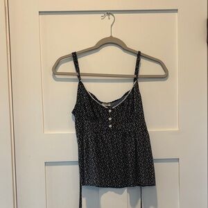 Brandy Melville Navy and White Floral Camisole